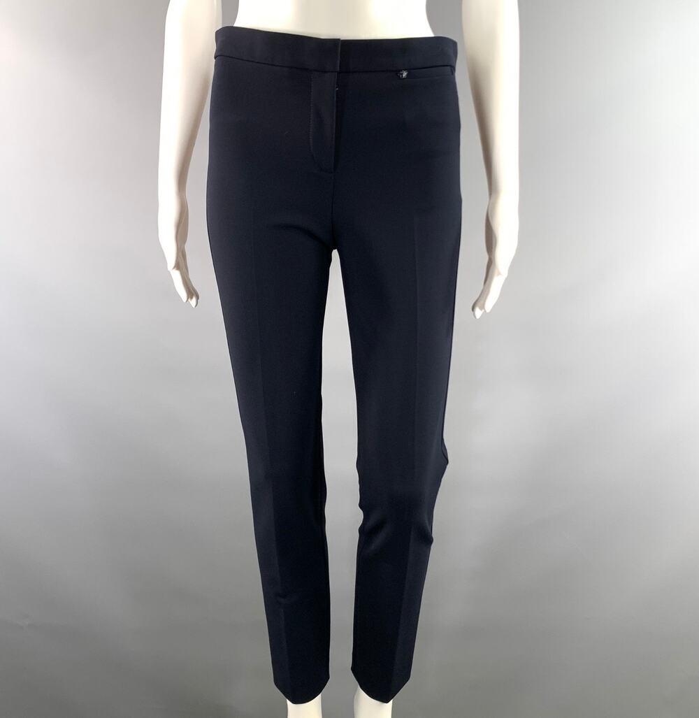 VERSACE Size 4 Navy Viscose Blend Tapered Dress Pants